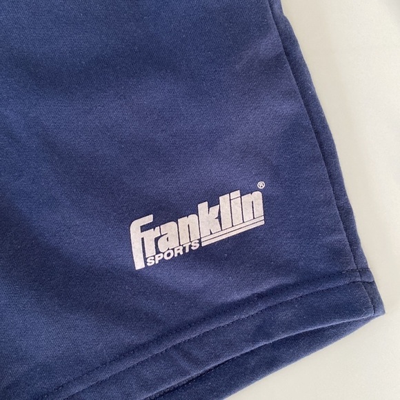 VINTAGE DEADSTOCK Franklin Navy Blue Cotton Poly Athletic Shorts Pockets Small - Picture 3 of 7